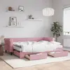 Image de vidaXL Lit de jour avec gigogne et tiroirs rose 80x200 cm velours