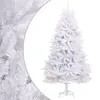 Image de vidaXL Sapin de Noël artificiel à charnières avec support blanc 180 cm