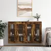Image de vidaXL Armoires murales 2 pcs chêne fumé bois d'ingénierie