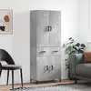 Image de vidaXL Buffet haut Gris béton 69,5x34x180 cm Bois d'ingénierie