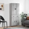 Image de vidaXL Buffet haut Sonoma gris 69,5x34x180 cm Bois d'ingénierie