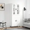 Image de vidaXL Buffet haut Blanc 69,5x34x180 cm Bois d'ingénierie