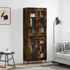 Image de vidaXL Buffet haut Chêne fumé 69,5x34x180 cm Bois d'ingénierie