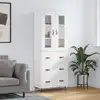 Image de vidaXL Buffet haut Blanc 69,5x34x180 cm Bois d'ingénierie