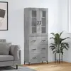 Image de vidaXL Buffet haut Gris béton 69,5x34x180 cm Bois d'ingénierie