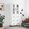 Image de vidaXL Buffet haut Blanc 69,5x34x180 cm Bois d'ingénierie