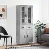 Image de vidaXL Buffet haut Gris béton 69,5x34x180 cm Bois d'ingénierie