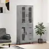 Image de vidaXL Buffet haut Gris béton 69,5x34x180 cm Bois d'ingénierie
