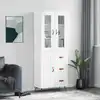 Image de vidaXL Buffet haut Blanc 69,5x34x180 cm Bois d'ingénierie