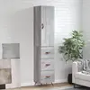 Image de vidaXL Buffet haut Sonoma gris 34,5x34x180 cm Bois d'ingénierie