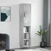 Image de vidaXL Buffet haut Gris béton 34,5x34x180 cm Bois d'ingénierie