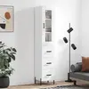Image de vidaXL Buffet haut Blanc 34,5x34x180 cm Bois d'ingénierie