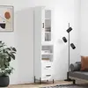Image de vidaXL Buffet haut Blanc 34,5x34x180 cm Bois d'ingénierie