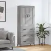 Image de vidaXL Buffet haut Sonoma gris 69,5x34x180 cm Bois d'ingénierie