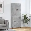 Image de vidaXL Buffet haut Gris béton 69,5x34x180 cm Bois d'ingénierie