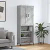 Image de vidaXL Buffet haut Gris béton 69,5x34x180 cm Bois d'ingénierie