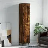 Image de vidaXL Buffet haut Chêne fumé 34,5x34x180 cm Bois d'ingénierie