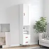 Image de vidaXL Buffet haut Blanc brillant 34,5x34x180 cm Bois d'ingénierie