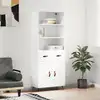 Image de vidaXL Buffet haut Blanc 69,5x34x180 cm Bois d'ingénierie