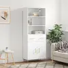 Image de vidaXL Buffet haut Blanc 69,5x34x180 cm Bois d'ingénierie