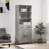 Image de vidaXL Buffet haut Sonoma gris 69,5x34x180 cm Bois d'ingénierie