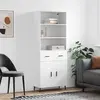 Image de vidaXL Buffet haut Blanc 69,5x34x180 cm Bois d'ingénierie