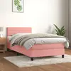 Image de vidaXL Sommier à lattes de lit avec matelas Rose 90x190 cm Velours
