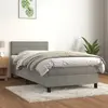 Image de vidaXL Sommier à lattes de lit et matelas Gris clair 90x200 cm Velours