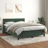 Image de vidaXL Sommier à lattes de lit et matelas Vert foncé 140x200cm Velours