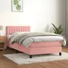 Image de vidaXL Sommier à lattes de lit avec matelas Rose 90x190 cm Velours