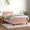 Image de vidaXL Sommier à lattes de lit avec matelas Rose 100x200 cm Velours