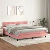 Image de vidaXL Sommier à lattes de lit avec matelas Rose 180x200 cm Velours