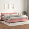 Image de vidaXL Sommier à lattes de lit avec matelas Rose 200x200 cm Velours