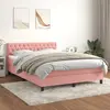 Image de vidaXL Sommier à lattes de lit avec matelas Rose 140x190 cm Velours