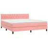 Image de vidaXL Sommier à lattes de lit avec matelas Rose 180x200 cm Velours