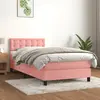 Image de vidaXL Sommier à lattes de lit avec matelas Rose 100x200 cm Velours