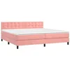 Image de vidaXL Sommier à lattes de lit avec matelas Rose 200x200 cm Velours