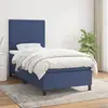 Image de vidaXL Sommier à lattes de lit avec matelas Bleu 90x190 cm Tissu