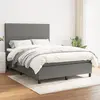 Image de vidaXL Sommier à lattes de lit avec matelas Gris foncé 140x200cm Tissu