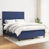 Image de vidaXL Sommier à lattes de lit avec matelas Bleu 140x200 cm Tissu