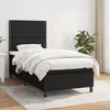 Image de vidaXL Sommier à lattes de lit avec matelas Noir 90x190 cm Tissu