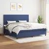 Image de vidaXL Sommier à lattes de lit avec matelas Bleu 200x200 cm Tissu