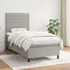 Image de vidaXL Sommier à lattes de lit et matelas Gris clair 90x190 cm Tissu