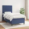 Image de vidaXL Sommier à lattes de lit avec matelas Bleu 90x190 cm Tissu