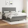 Image de vidaXL Sommier à lattes de lit avec matelas Gris foncé 180x200cm Tissu