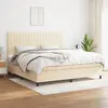 Image de vidaXL Sommier à lattes de lit avec matelas Crème 200x200 cm Tissu