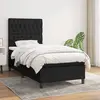 Image de vidaXL Sommier à lattes de lit avec matelas Noir 90x190 cm Tissu
