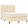Image de vidaXL Sommier à lattes de lit avec matelas Crème 140x190 cm Tissu