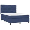 Image de vidaXL Sommier à lattes de lit avec matelas Bleu 140x200 cm Tissu