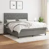Image de vidaXL Sommier à lattes de lit avec matelas Gris foncé 180x200cm Tissu